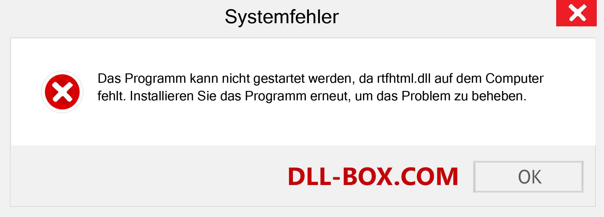 rtfhtml.dll-Datei fehlt?. Download für Windows 7, 8, 10 - Fix rtfhtml dll Missing Error unter Windows, Fotos, Bildern